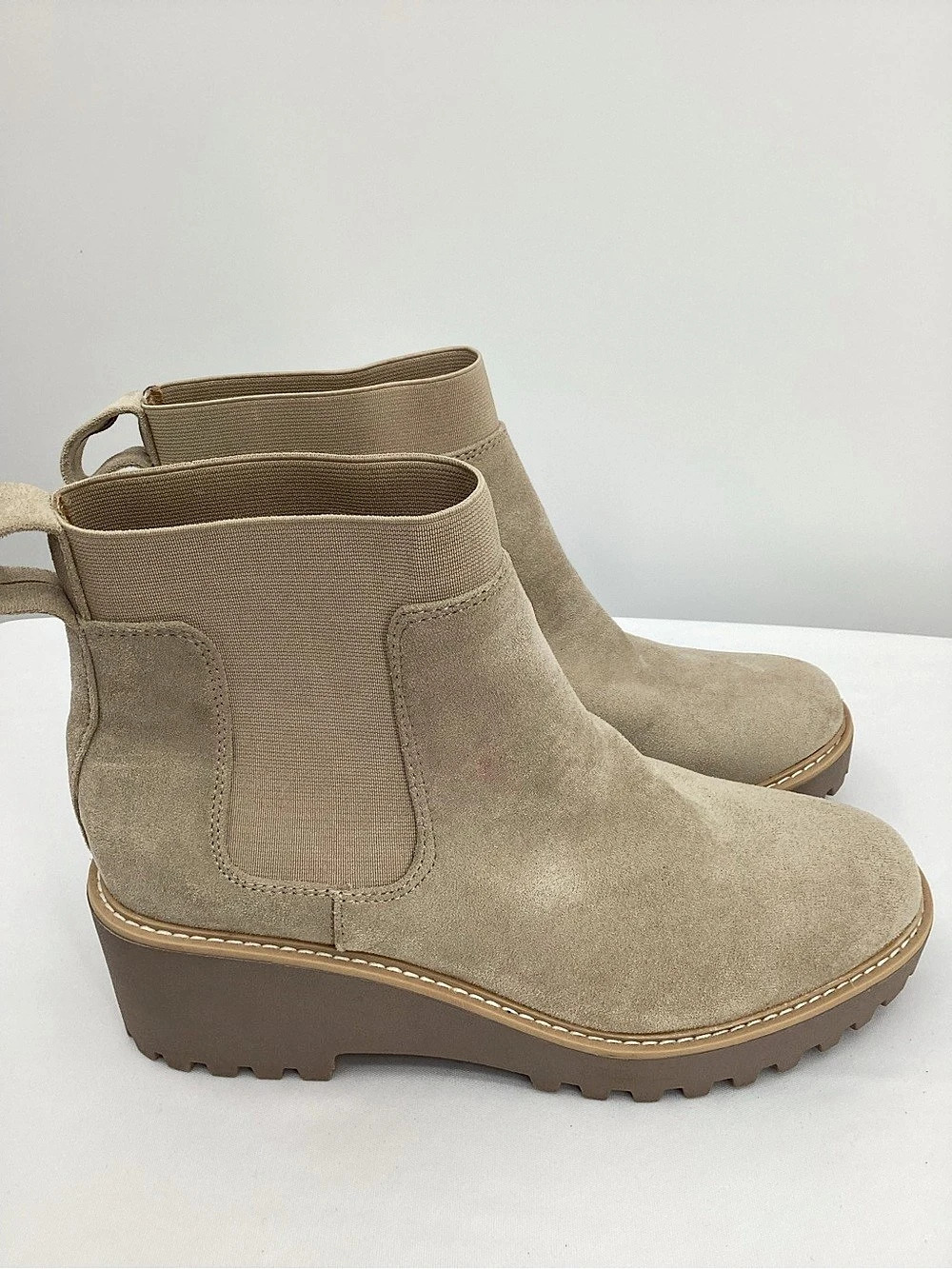 DV by Dolce Vita Wedge Ankle Boots in Beige US 7.5